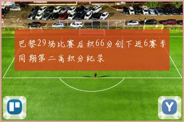 巴黎29场比赛后积66分创下近6赛季同期第二高积分纪录